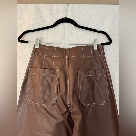 Anthropologie Maeve Collette Brown cropped Faux Leather Pants - Picture 9 of 9